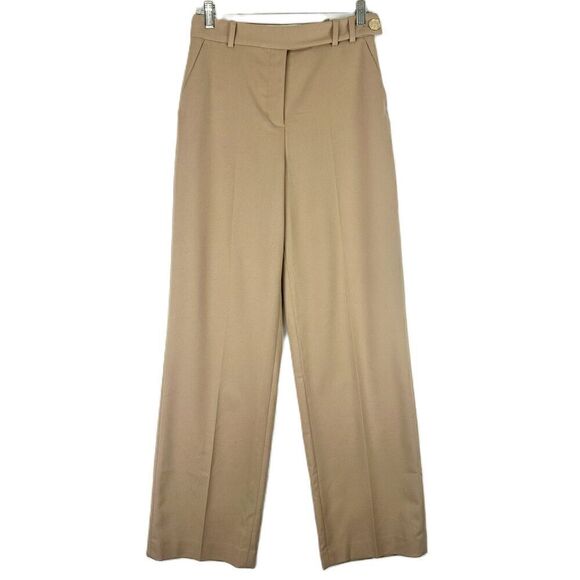 Zara Buttoned Wide Leg Pants Size XS NWT High Waist Camel Tan - Picture 1 of 7